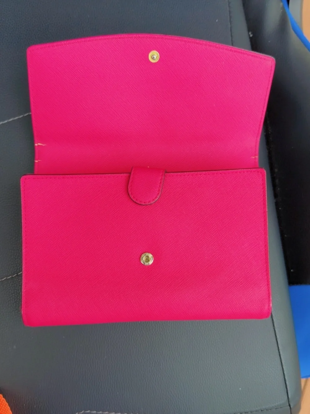 Kate Spade New York Hot Pink Saffiano Leather Wallet Snap Closure Card Holder